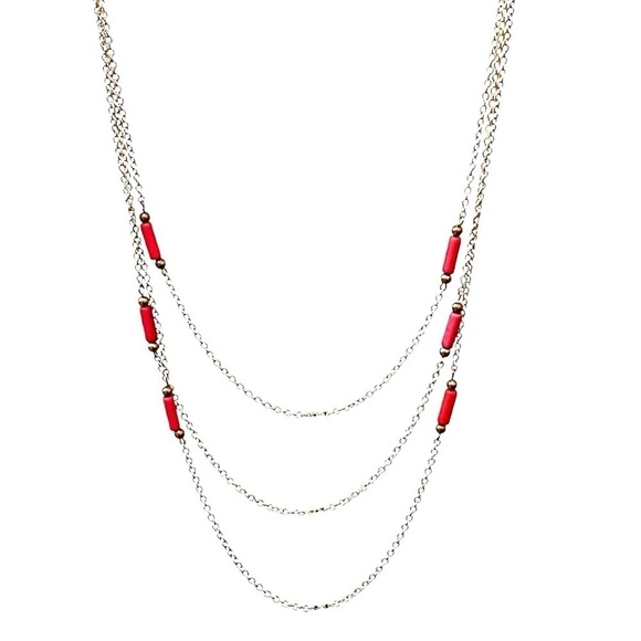 Jewelry - 2/$15 - Gold & Pink Multi Chain Drop Necklace | Layered Beaded Statement